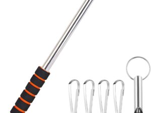 Asta telescopica 3 m in acciaio inox con clip e manico antiscivolo