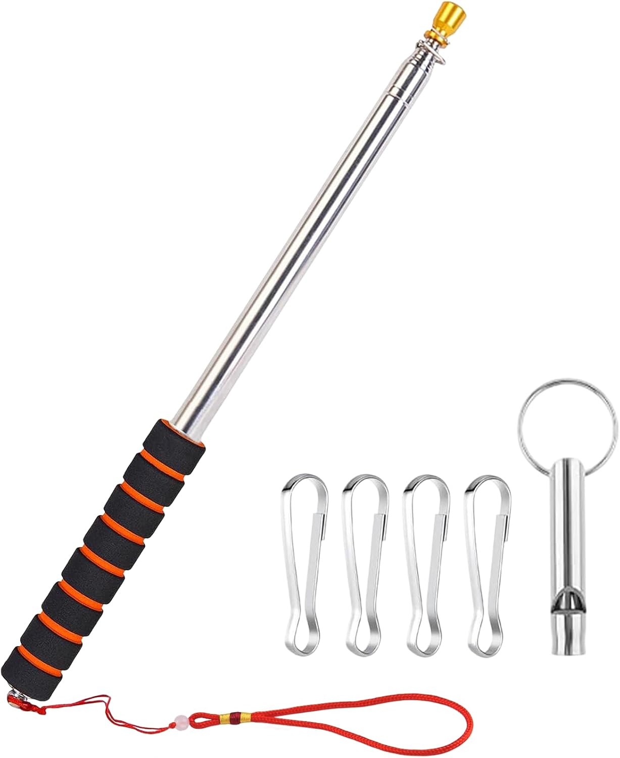 Asta telescopica 3 m in acciaio inox con clip e manico antiscivolo