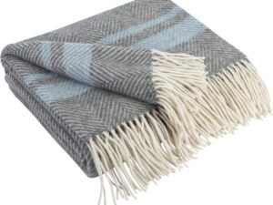 LYHome Coperta Lana Merinos 140x200 cm Grigio-Blu
