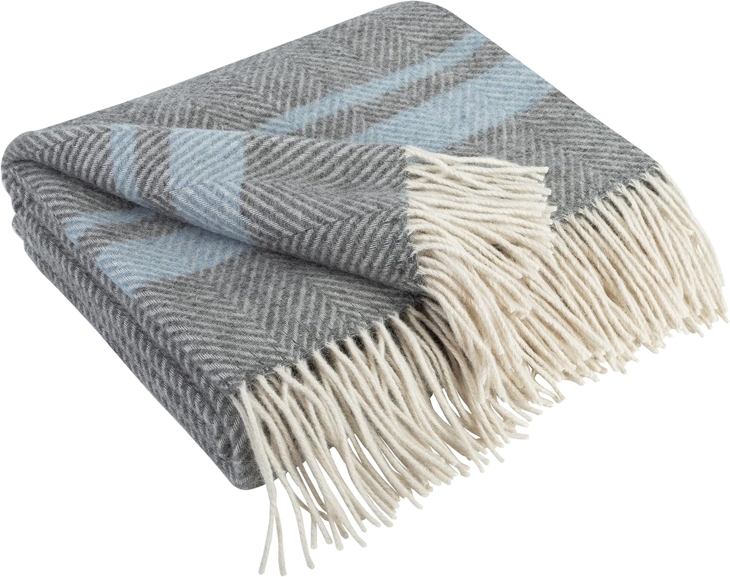 LYHome Coperta Lana Merinos 140x200 cm Grigio-Blu