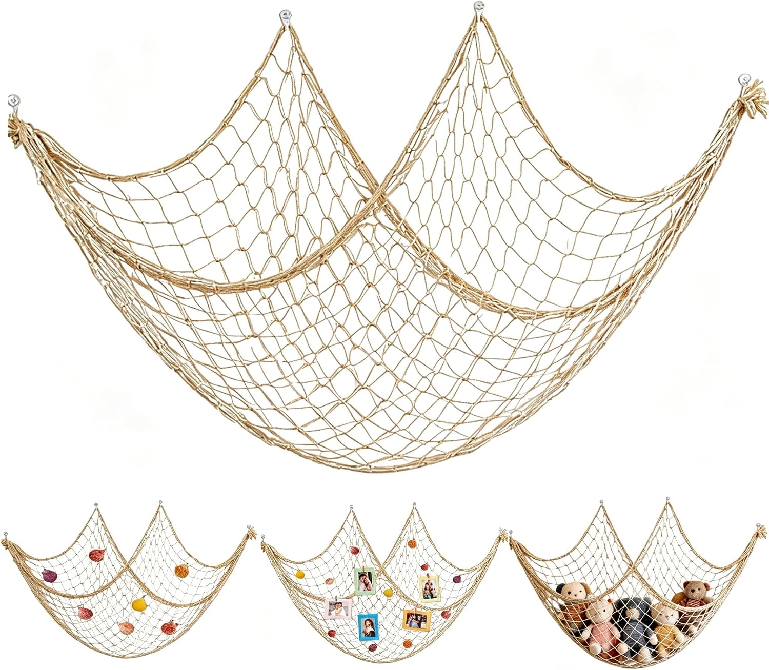 Rete da pesca decorativa beige 200x100 cm per casa e foto