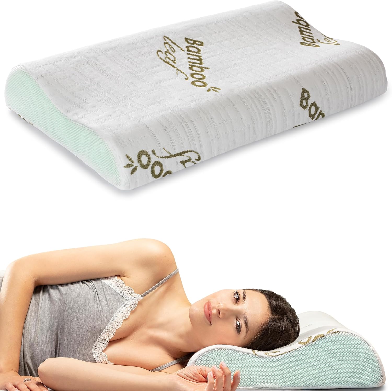Flowen Cuscino Cervicale Memory Foam con Aloe Vera - Ortopedico