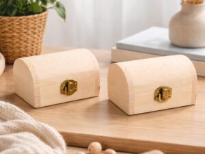 Set 2 Scatole Legno Grezzo Portagioie - 9x6x6 cm