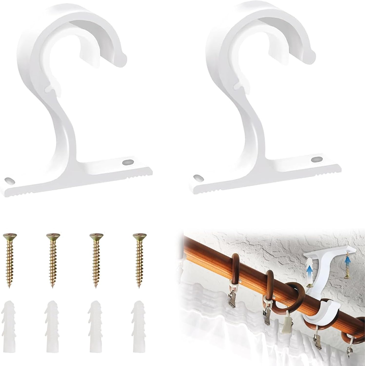 Supporti a soffitto per tende in alluminio 2 pezzi