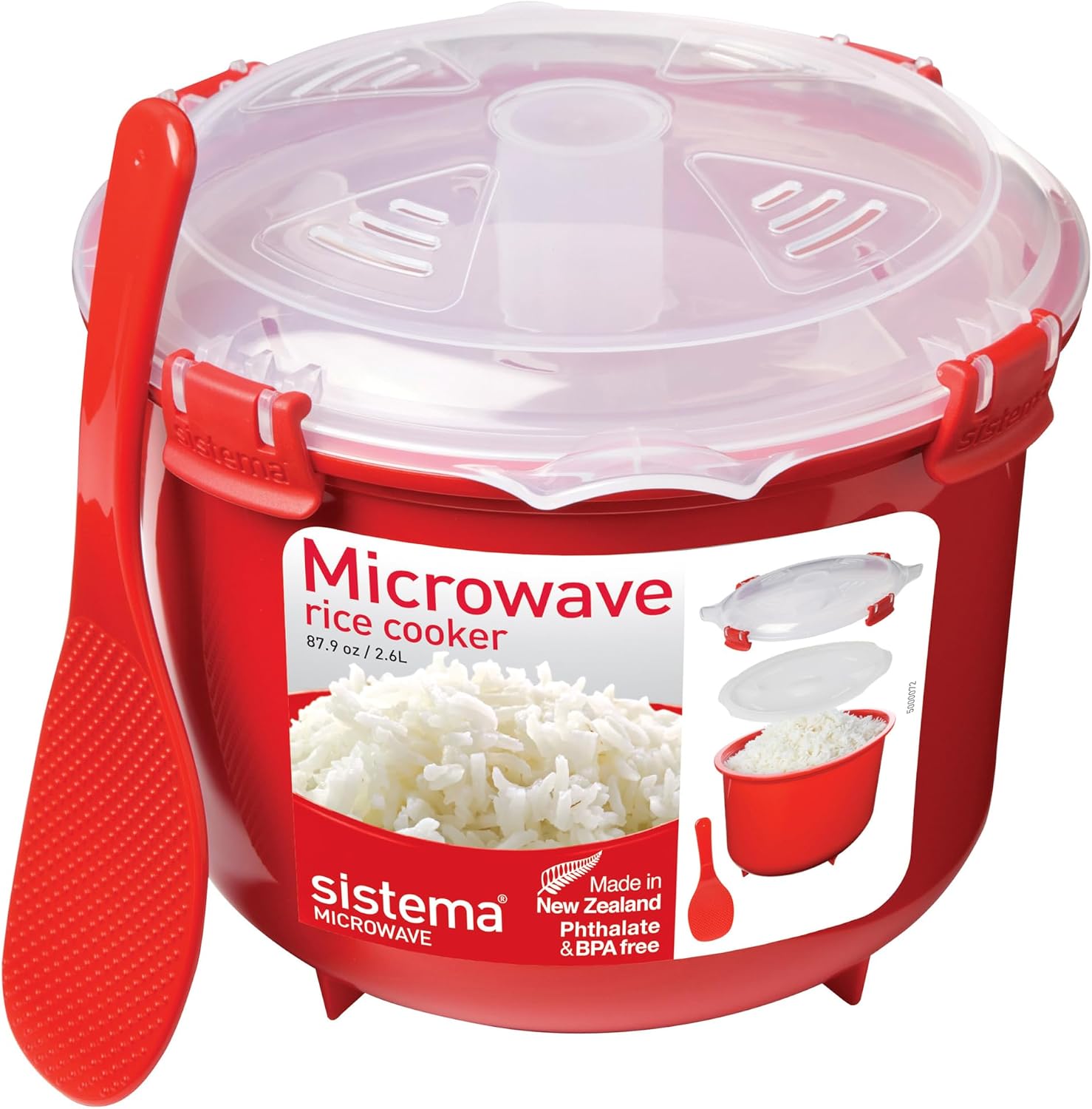 Cuociriso per microonde Sistema 2,6 l | Senza BPA | Rosso