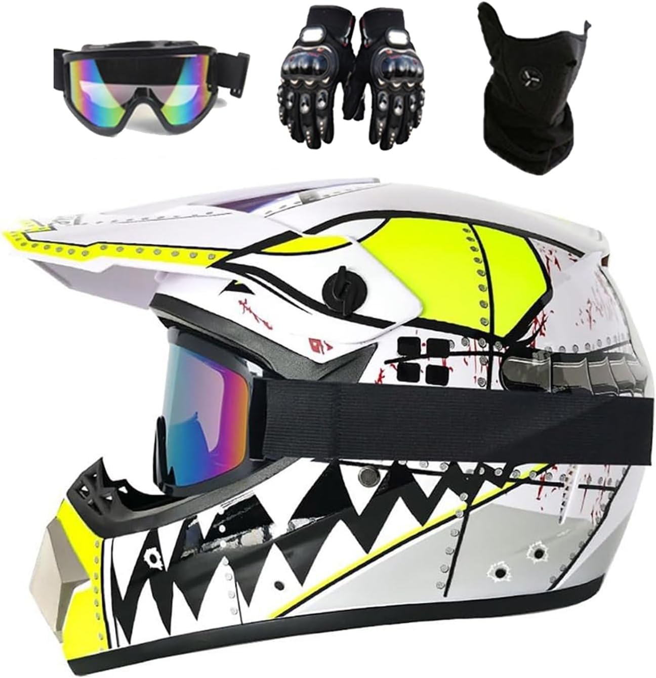 Casco MTB Motocross con Guanti e Occhiali - Hfnnhl