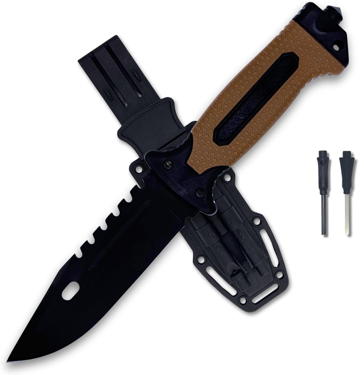 Coltello Sopravvivenza 13,5cm Acciaio Inox + Kit Multifunzione