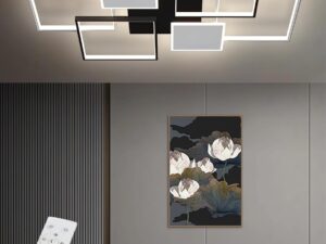 Lampadario LED rettangolare 110cm nero dimmerabile