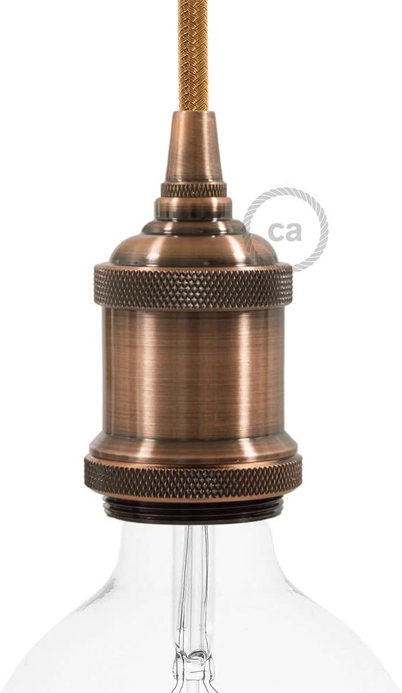 Portalampada E27 in alluminio vintage rame - Kit completo