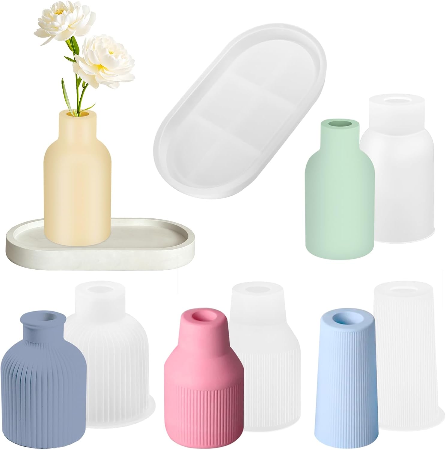 Set 5 stampi silicone per vasi resina fai da te