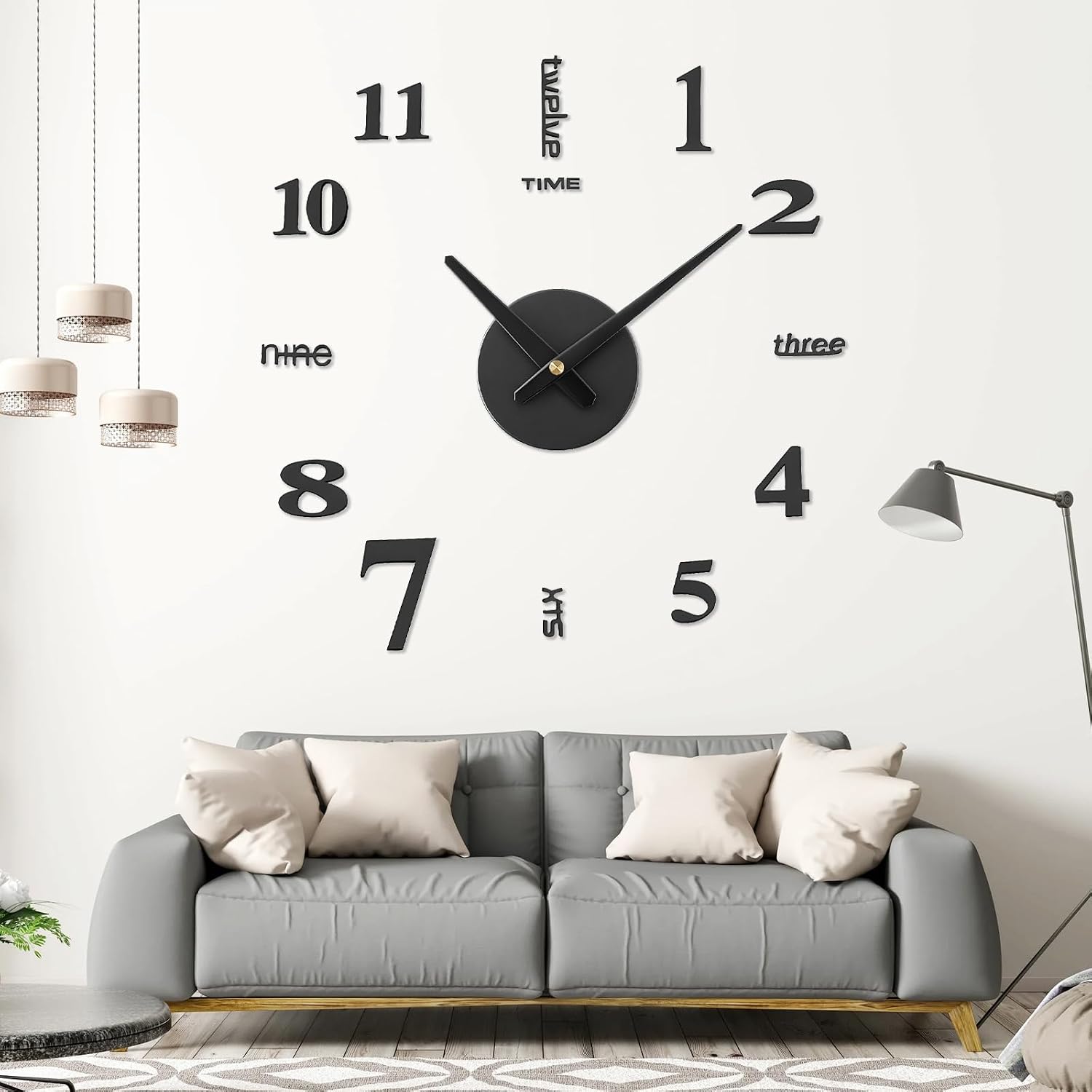 Gvolatee Orologio Parete Moderno Nero Adesivo