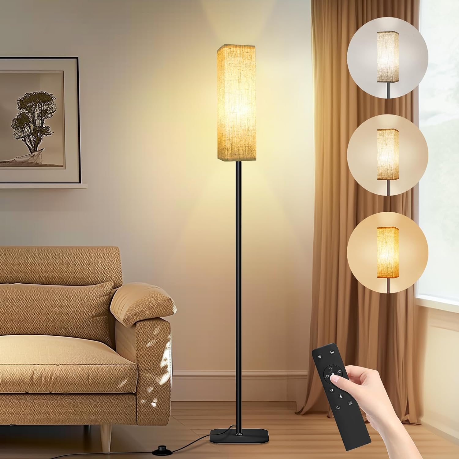 Lampada da terra moderna con telecomando e controllo a pedale