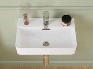 Lavandino ceramica DeerValley, bianco, moderno e compatto