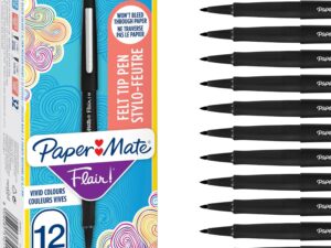 Paper Mate Flair Pennarelli Punta Media 0.7mm - Nero - Scatola 12
