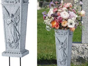 Vaso commemorativo in resina con angelo per tombe