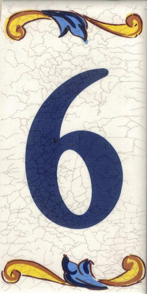 Numero civico esterno in ceramica 'Craquelé' - Numero 6