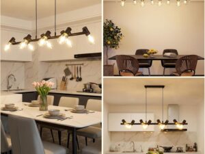 Lampadario Soggiorno VivaLet Nero 8 Luci Regolabile