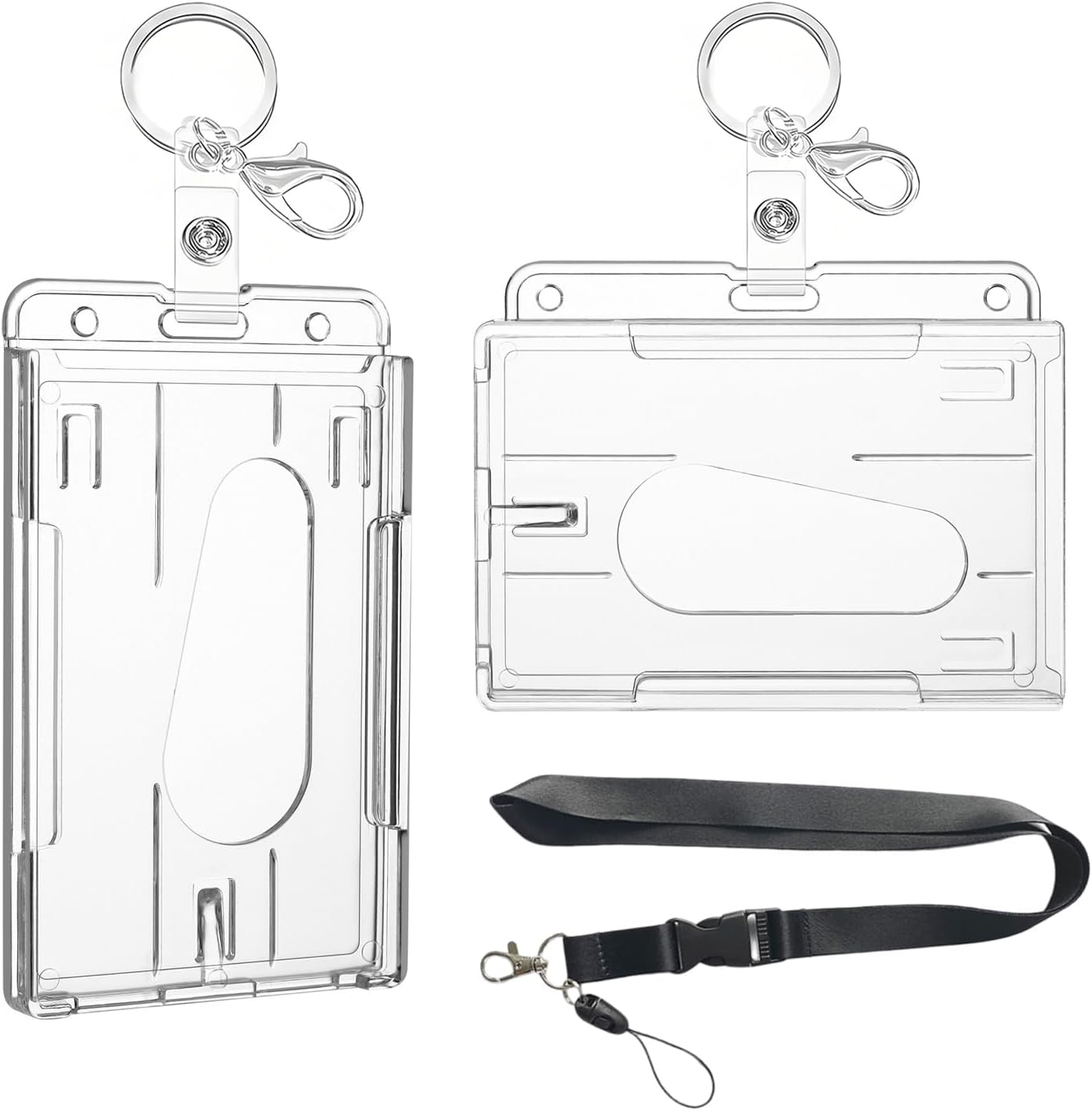 Set Porta Badge 2 Pezzi + Cordini Trasparenti
