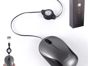 Mini mouse USB-C retrattile Justdfine per PC e viaggio