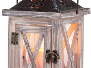 Lanterna rustica in legno vintage 28 cm per decori interni/esterni