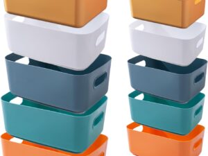 10 Scatole Portautensili in Plastica con Maniglia, Vari Colori