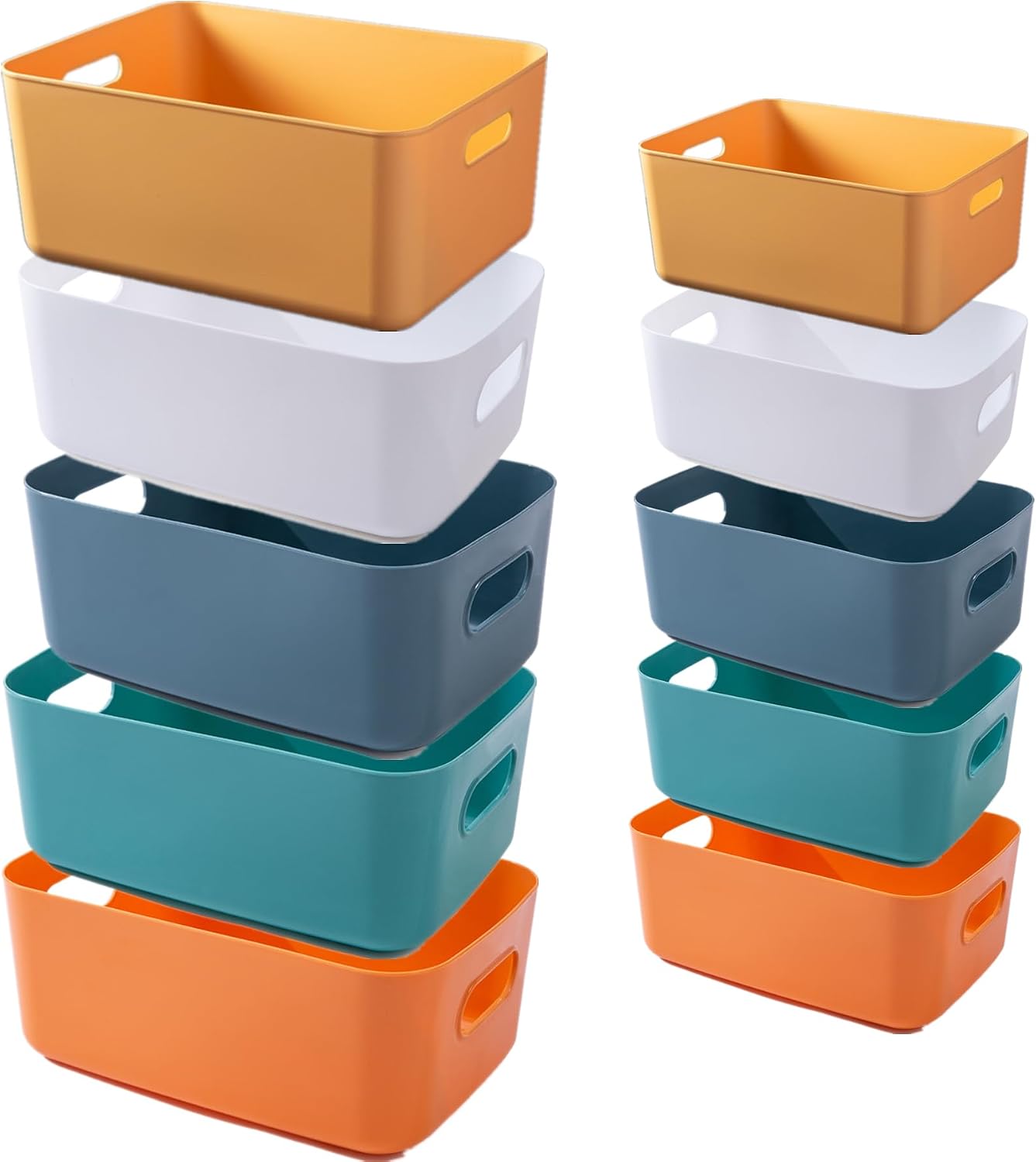 10 Scatole Portautensili in Plastica con Maniglia, Vari Colori