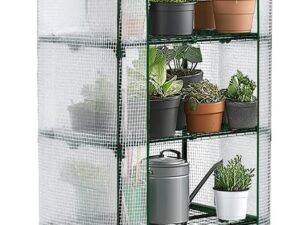 VOUNOT® Serra Giardino 4 Ripiani - Acciaio Zincato e PVC
