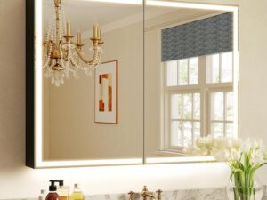 S'bagno Specchio Bagno LED 60x80cm Nero - Mobiletto con Luce