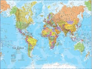 Carta geografica del mondo plastificata 43x56 cm - Maps International