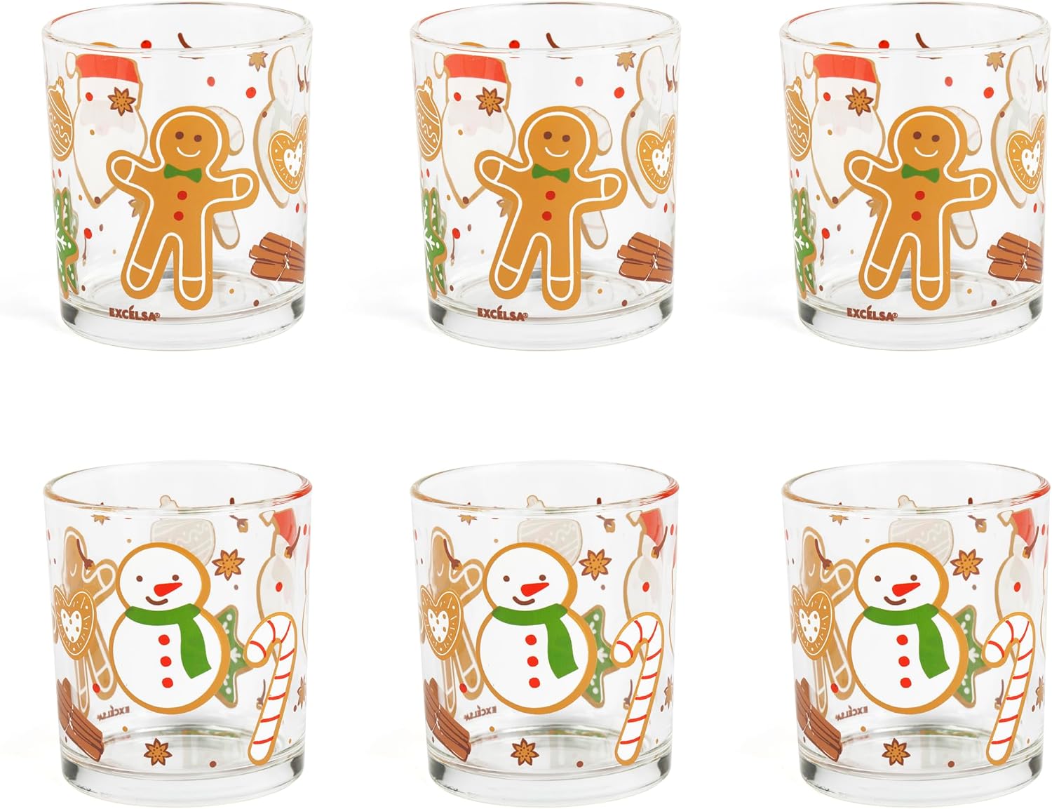 Excelsa Set 6 Bicchieri Natale Ginger 250ml