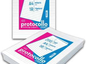 One Color - Risma Protocollo A4 Righe Senza Margine 200 Fogli