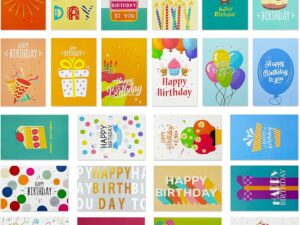 24 Biglietti Compleanno + Buste e Adesivi Zyluniy