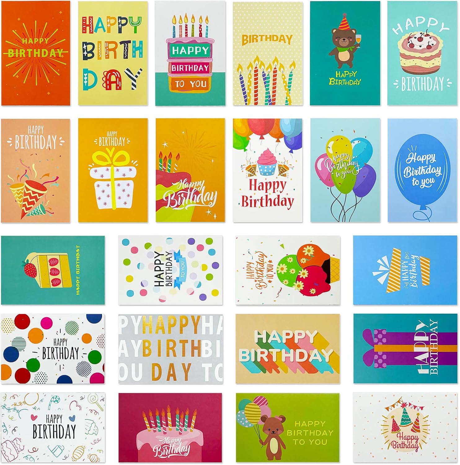24 Biglietti Compleanno + Buste e Adesivi Zyluniy