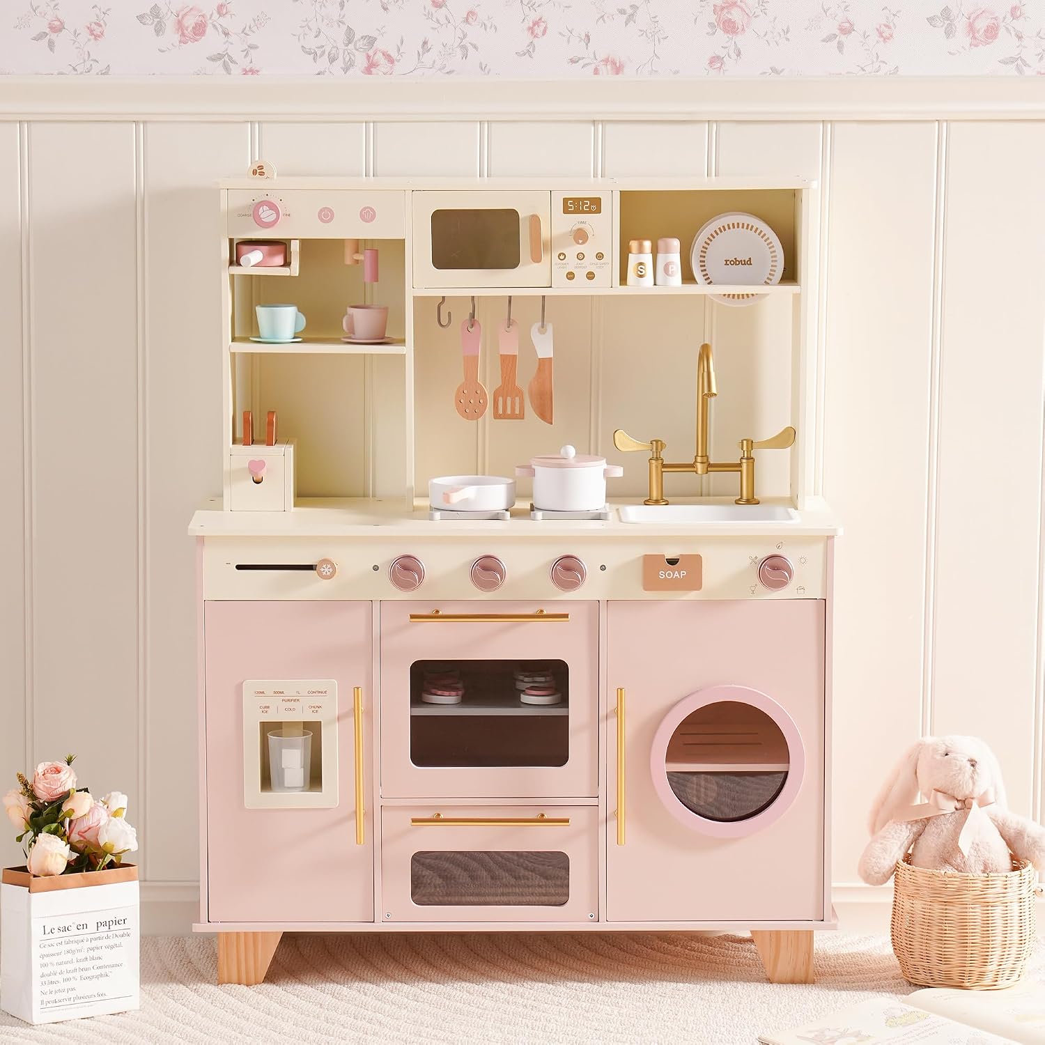 Cucina in legno per bambini ROBUD, set giocattolo completo