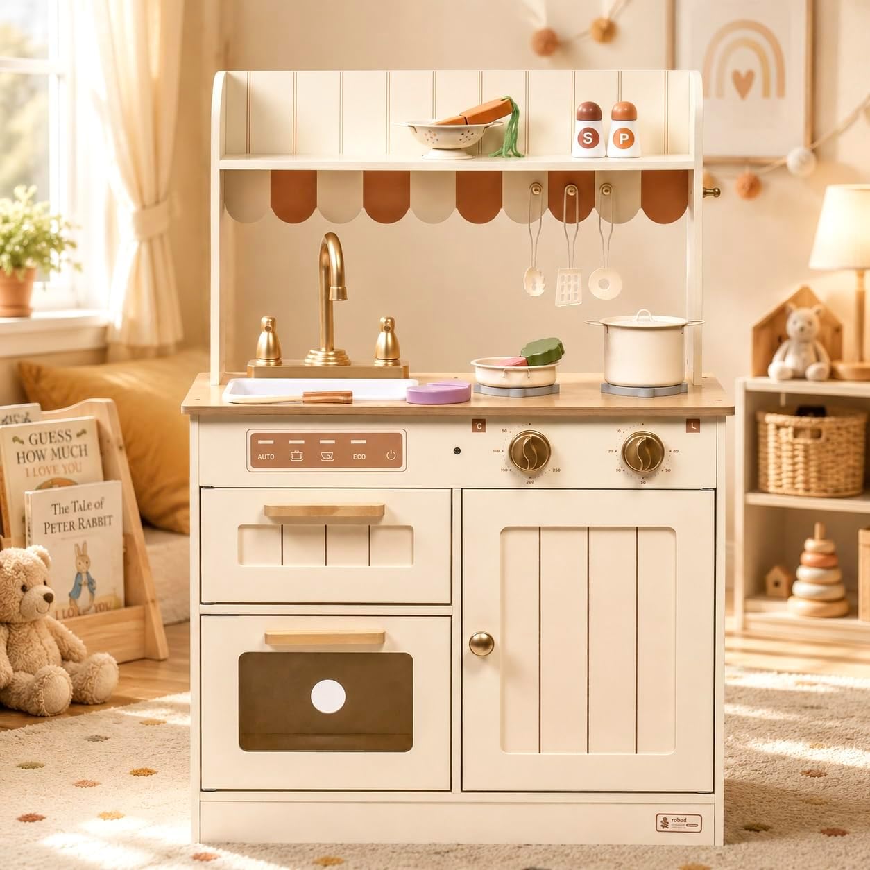 ROBUD Cucina da gioco in legno per bambini 3+ anni
