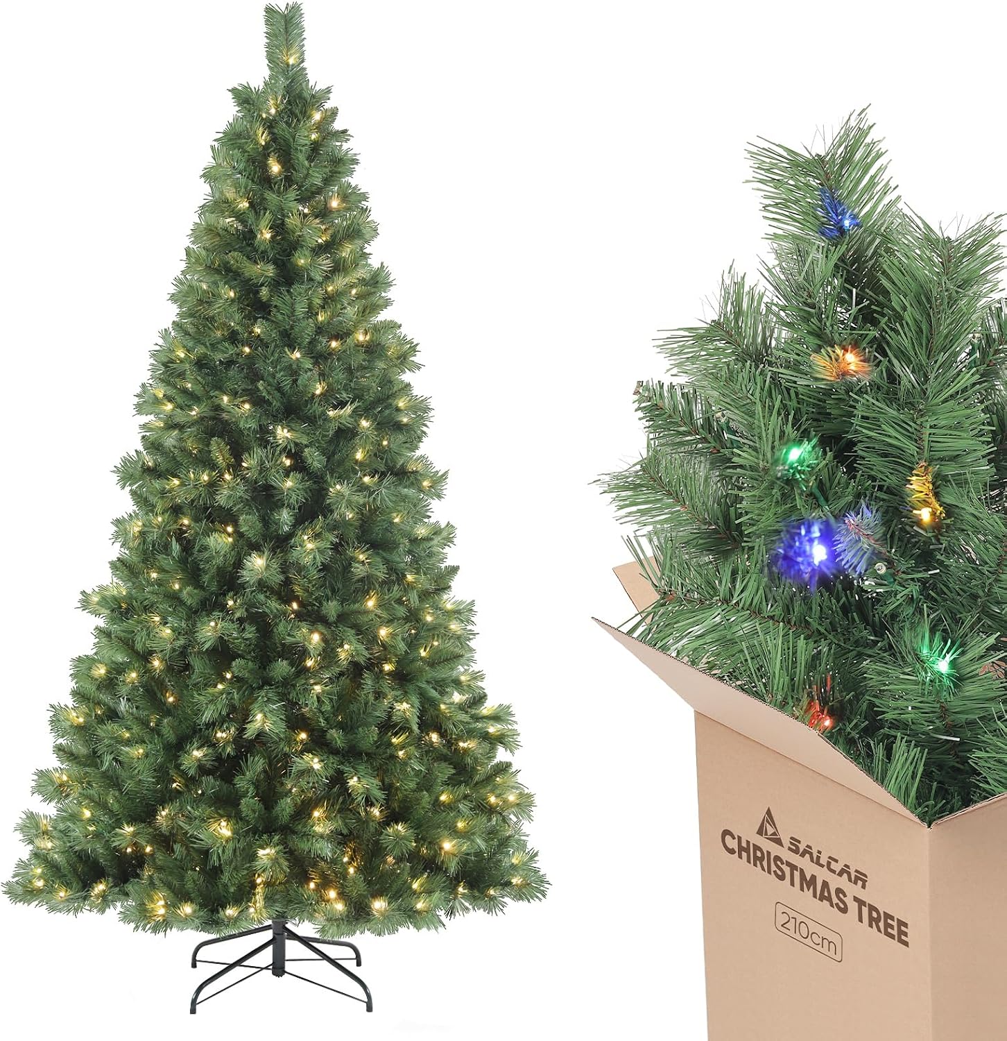 SALCAR Abete Natale Artificiale 210 cm con Luci LED