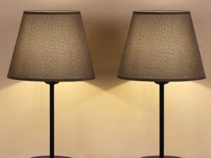 LIANTRAL Set 2 lampade comodino nere e grigie