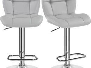Yaheetech 2 Sgabelli Bar Alti Girevoli, Grigio Chiaro