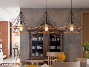 Lampadario Vintage 3 Luci E27 - Corda Canapa - Nero