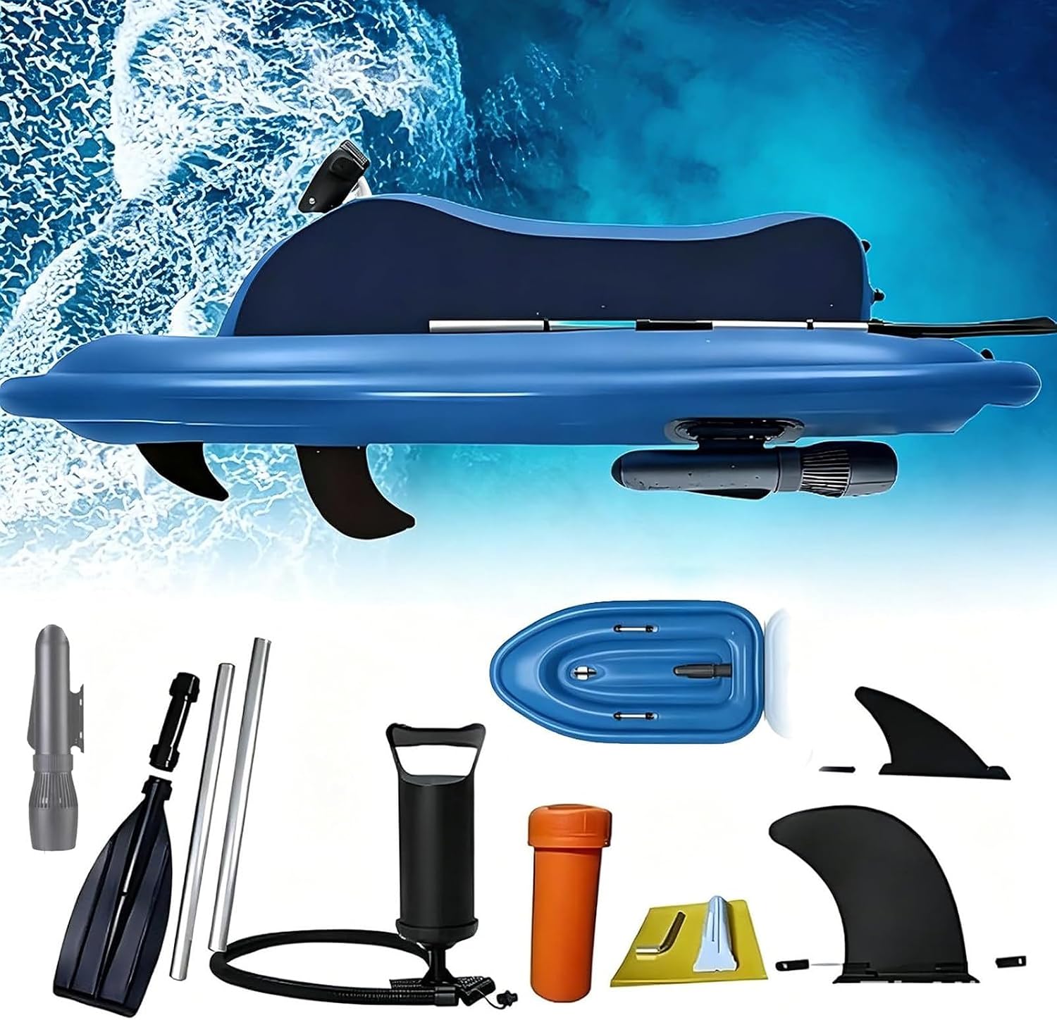Gommone elettrico 2 posti con telecomando, blu