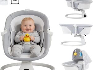Altalena Neonati Elettrica YOBWOK 0-12 kg, 5 Velocità e Bluetooth