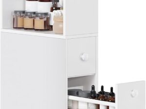 VASAGLE CUSTOS Mobiletto Bagno Alto, Bianco Classico
