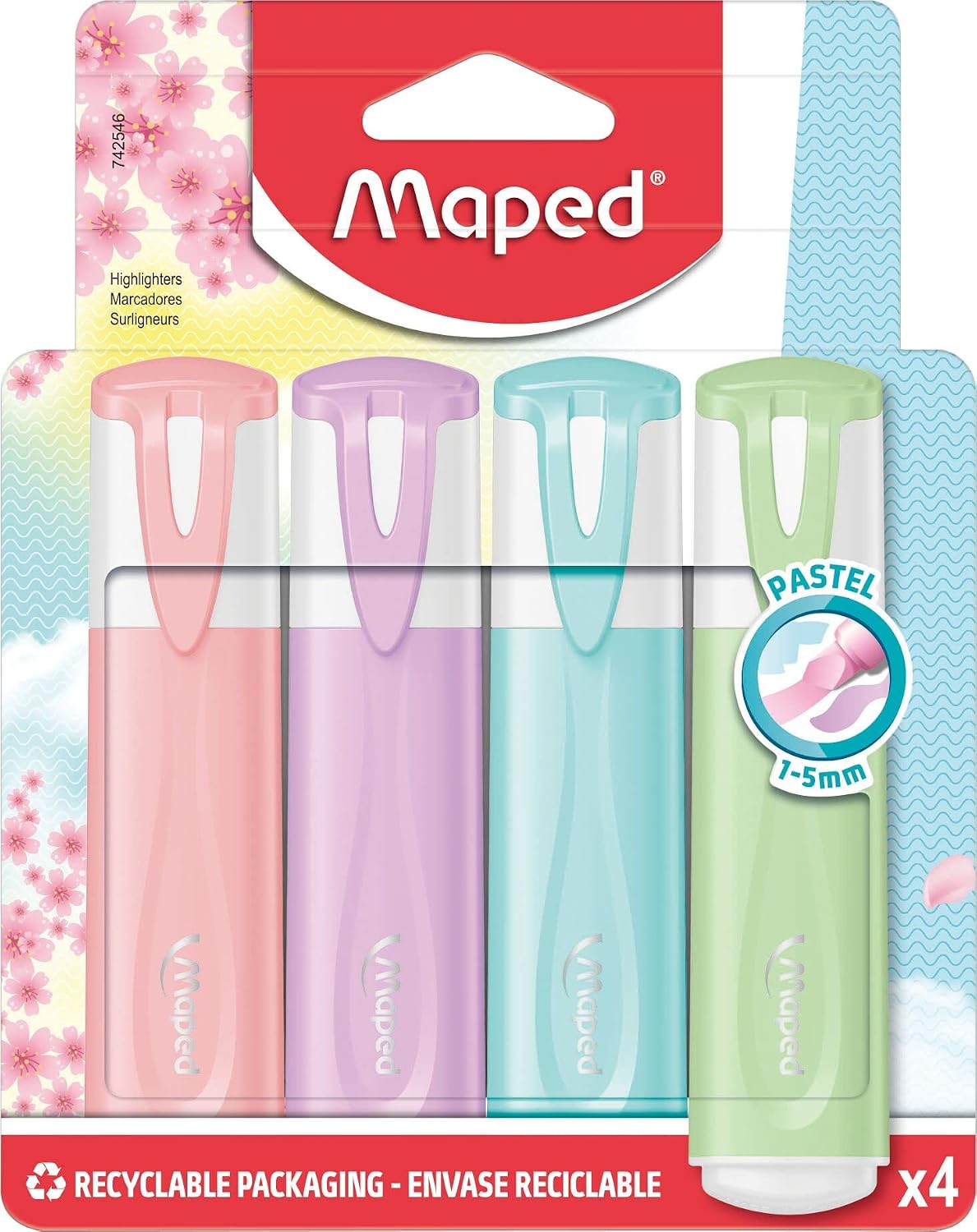 Maped Evidenziatori Pastello 4 colori assortiti