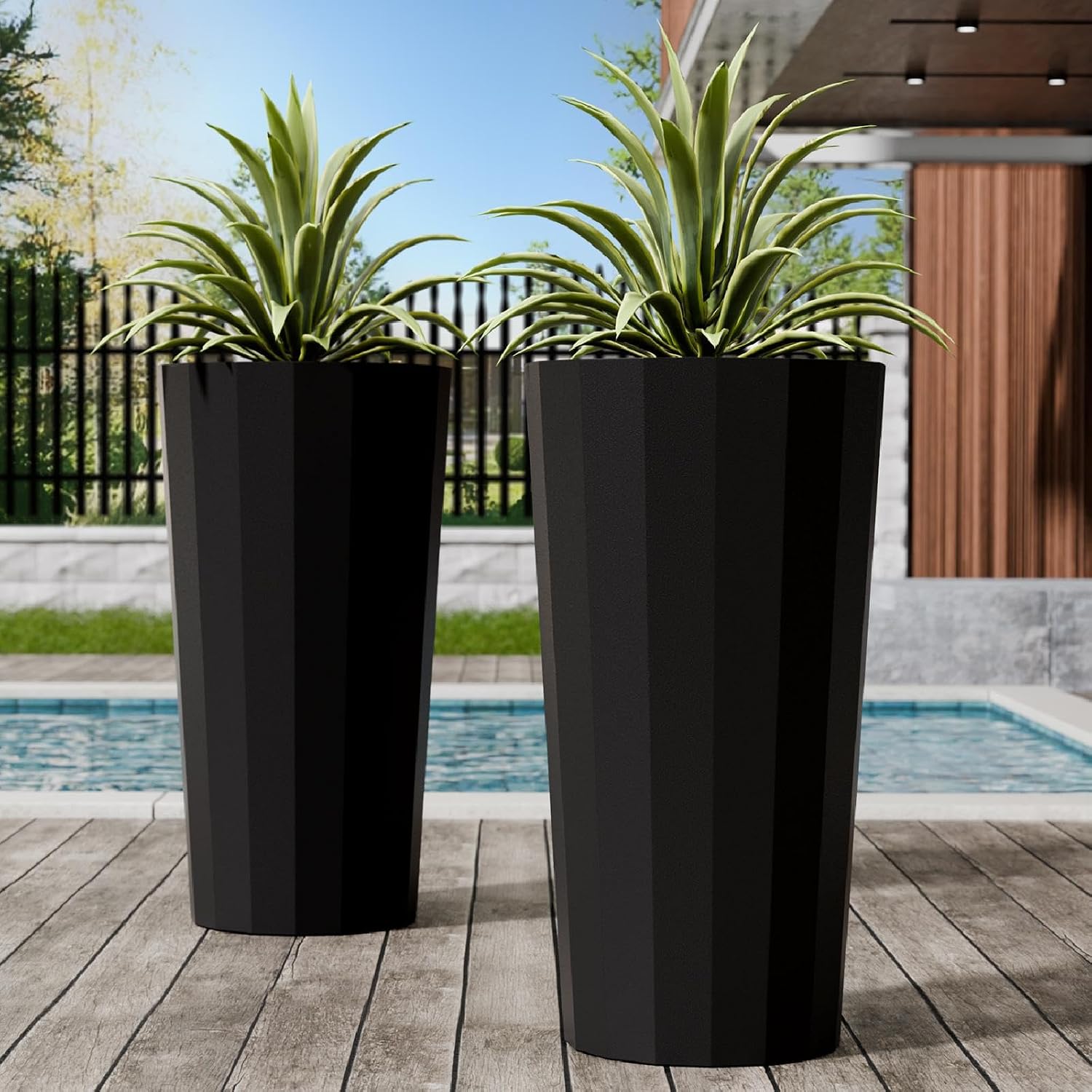 Fioriere alte 50 cm nere per piante da esterno - Diyfire