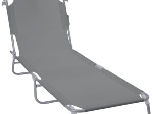 VOUNOT Lettino Prendisole Pieghevole con Parasole Grigio