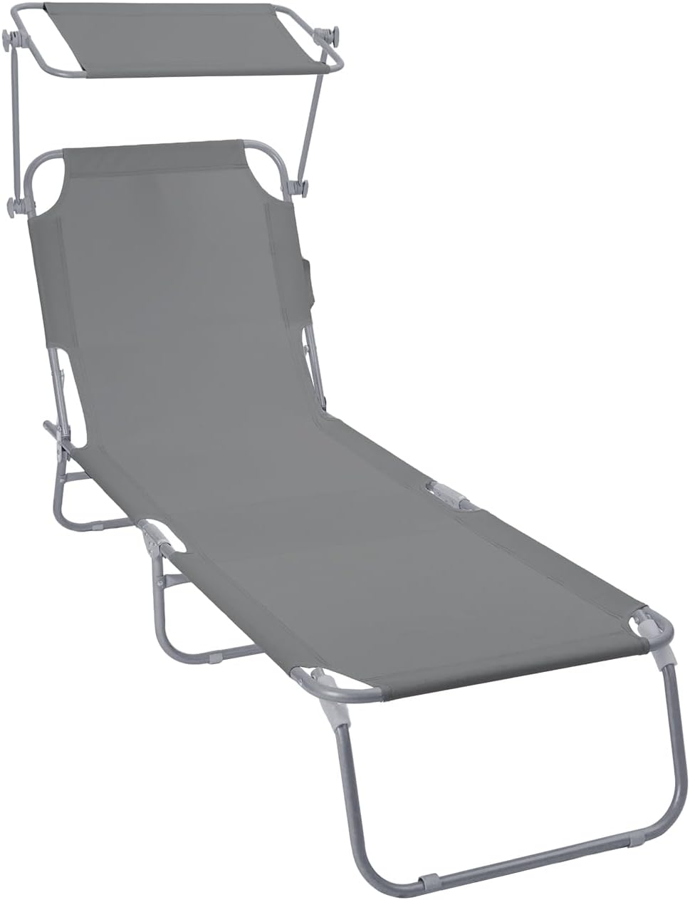 VOUNOT Lettino Prendisole Pieghevole con Parasole Grigio