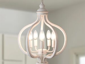 LynPon Lampadario 5 Luci Bianco Vintage Soggiorno