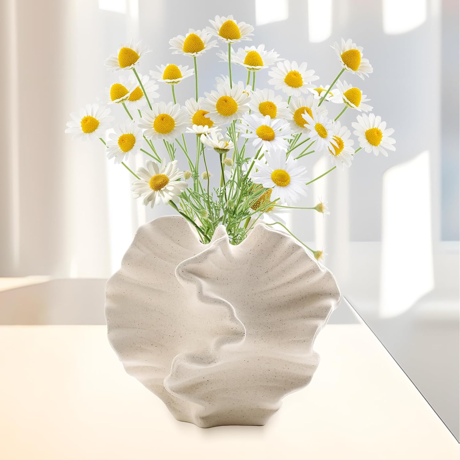 Vaso in ceramica corallo beige per interno moderno