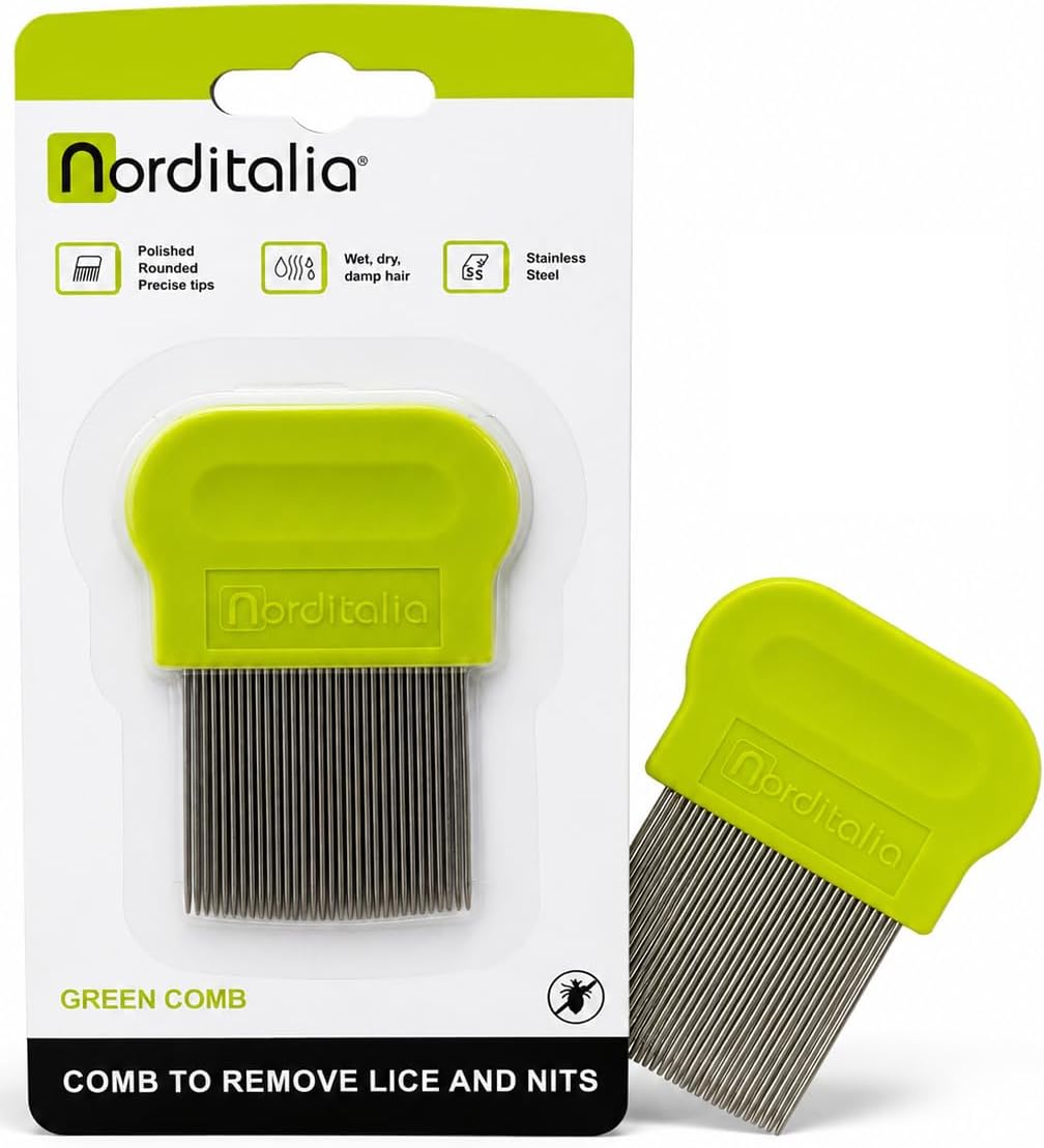 NORDITALIA Green Comb - Pettine anti-pidocchi in acciaio