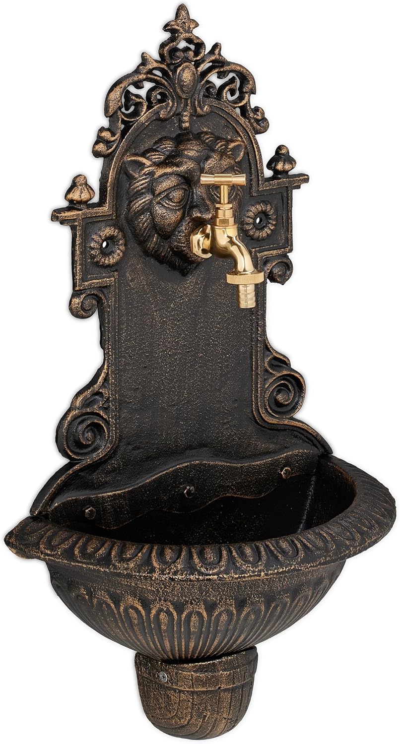 Relaxdays Fontana da Giardino in Ghisa Bronzo 61x35 cm